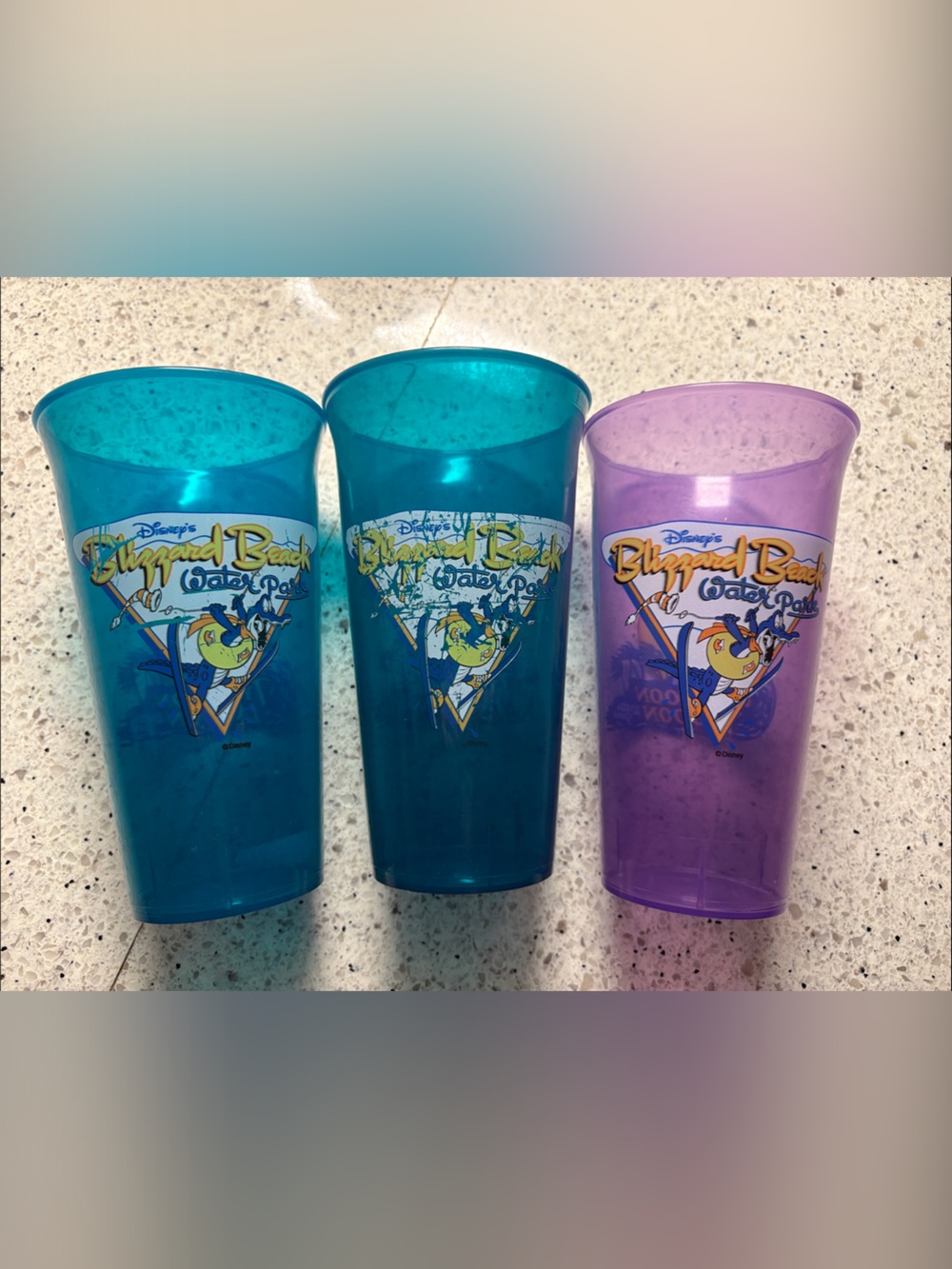 Typhoon Lagoon/Blizzard Beach Cups, Blue and Purple